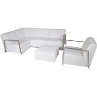 Casa Padrino Art Deco Designer Garten Möbel Set Weià mit Sunbrella Stoff - schnelltrocknend - Luxus Garten Möbel Set