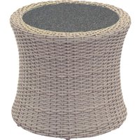 Casa Padrino Designer Garten Lounge Tisch Geflecht mit Spraystone Tischplatte - Garten Möbel