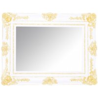 Casa Padrino Barock Wandspiegel WeiØ / Gold Höhe 130 cm, Breite 96 cm - Edel & Prunkvoll
