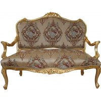 Casa Padrino Barock Sofa Creme Muster / Gold - italienischer Stil - Barock Möbel - prunkvoll und ausgefallen!