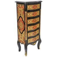 Casa Padrino Barock Boulle Kommode Schwarz / Gold / Rot mit 6 Schubladen - Möbel Schrank Sideboard