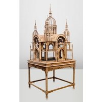 Casa Padrino Barock Vogelpalast handgeschnitzt aus Mahagoniholz H250cm - Vogelhaus Vogelkäfig Antik Stil