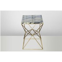 Casa Padrino Art Deco Beistelltisch Gold Metall / Marmor 35 x 35 cm- Jugendstil Tisch - Möbel Blumentisch