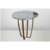 Casa Padrino Art Deco Beistelltisch Gold Metall / Marmor 35 x 35 cm- Jugendstil Tisch - Möbel Blumentisch