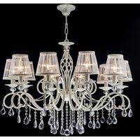 Casa Padrino Barock Kristall Decken Kronleuchter Cream Gold 85 x H 64 cm Antik Stil - Möbel Lüster Leuchter Hängeleuchte Hängelampe