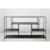 Casa Padrino Art Deco Luxus Regal Schrank Edelstahl mit getönten Glasböden H108 x 190 x 40 cm - Bücherregal Regal Schrank - Jugendstil Möbel