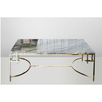 Casa Padrino Art Deco Couchtisch Gold Metall / Marmor 130 x 70 cm- Jugendstil Tisch - Möbel Wohnzimmer