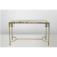 Casa Padrino Art Deco Konsolentisch Gold Metall / Marmor 130 x 40 cm- Jugendstil Konsole - Möbel Wohnzimmer