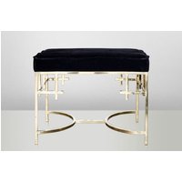 Casa Padrino Art Deco Luxus Hocker Edelstahl Schwarz / Gold - Vintage Jugendstil Möbel