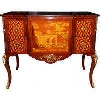 Casa Padrino Barock Luxus Kommode Braun/Gold aus massivem Eichenholz B 108 cm, H 88,5 cm, T 58 cm - Barock Möbel