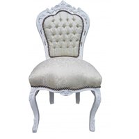 Casa Padrino Barock Esszimmer Stuhl Weiss Muster / WeiØ - Antik Möbel - Limited Edition
