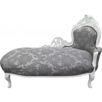Casa Padrino Barock Chaiselongue Grau Muster / Weiss - Recamiere Liege Barock Möbel - Limited Edition