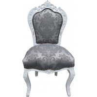 Casa Padrino Barock Esszimmer Stuhl Grau Muster /Weiss ohne Armlehnen - Antik Möbel - Limited Edition