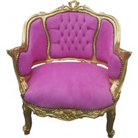 Casa Padrino Barock Salon Lounge Sessel Rosa / Gold - Cocktailsessel