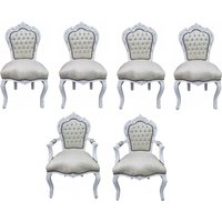 Casa Padrino Barock Esszimmer Set 4 Stühle + 2 Stühle mit Armlehnen - Möbel Antik Stil