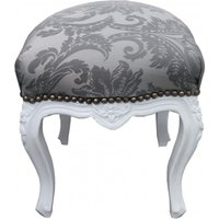 Casa Padrino Barock Sitzhocker Grau Muster / WeiØ Höhe 40 cm, Breite 35 cm - Barock Möbel