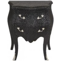 Casa Padrino Barock Kommode Schwarz / Glitzerlook H 71 cm, B 60 cm, T 38 cm - Nachttisch Kommode