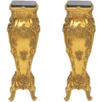 Casa Padrino Barock Marmor Säulen Set Gold / Schwarz - Marmor Säule (2 Stk)