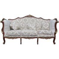 Casa Padrino Barock 3-er Sofa Creme / Braun / Gold Mod2 - Möbel Antik Stil - Limited Edition