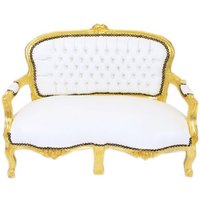Casa Padrino Barock Kinder Sitzbank WeiØ Lederoptik / Gold Antik Stil Kinder Sofa