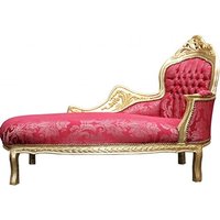 Casa Padrino Barock Chaiselongue Bordeaux Blumen Muster / Gold - Barock Möbel