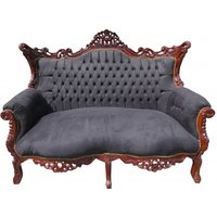 Casa Padrino Barock 2-er Sofa Master Schwarz / Braun - Antik Stil Möbel