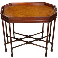 Casa Padrino Kaffeetisch Bartisch Octagon aus Walnussholz Braun H 60 cm, B 67 cm, T 40 cm - Jugendstil Tisch - Limited Edition