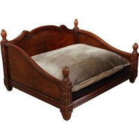 Casa Padrino Barock Luxus Hunde & Katzen Sofa aus massivem Eichenholz Braun - Hundebett Katzenbett - Limited Edition