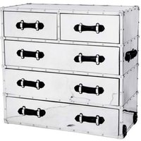 Casa Padrino Luxus Schubladen Schrank Vintage Flieger Design Aluminium / Schwarz - Kommode - Art Deco Barock Jugendstil Kofferschrank