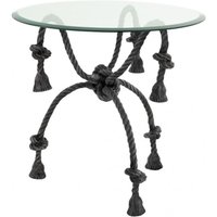 Casa Padrino Luxus Beistelltisch Metall / Glas Tauseil Optik - Glas Tisch