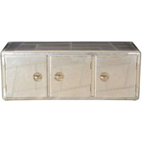 Casa Padrino Art Deco Designer Flieger Sideboard Aluminium mit 3 Schubladen 145 x 60 x 55 cm - Vintage Look