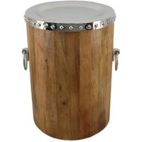 Casa Padrino Vintage Beistelltisch Holz / Aluminium 38 x H52 cm - Jugendstil Tisch Art Deco