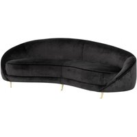 Casa Padrino Luxus Sofa Schwarz gebogen mit edlen Messing Füssen 239 cm