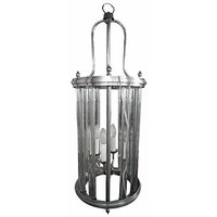 Casa Padrino Haengeleuchte Laterne Messing vernickelt mit Glas im Vintage Stil