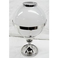 Casa Padrino Laterne Messing vernickelt / Glas Vintage Kugel Design H41 cm- Kerzenleuchter