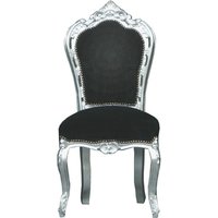 Casa Padrino Barock Esszimmer Stuhl Schwarz/Silber - Möbel Antik Stil