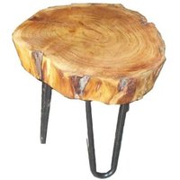 Casa Padrino Beistelltisch Akazien Holz / Eisen 33 - 45 cm - Industrial Möbel Hocker Tisch