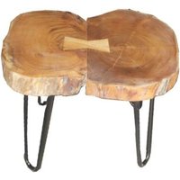 Casa Padrino Beistelltisch Akazien Holz / Eisen 55 - 70 cm - Industrial Möbel Hocker Tisch