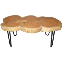 Casa Padrino Beistelltisch Akazien Holz / Eisen 80 - 120 cm - Industrial Möbel Hocker Tisch