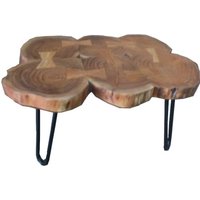 Casa Padrino Beistelltisch Akazien Holz / Eisen 80 - 115 cm - Industrial Möbel Hocker Tisch