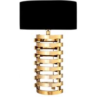 Casa Padrino Luxus Tischleuchte Gold finish / Lampenschirm Schwarz 79 x 35 cm - Leuchte - Luxury Collection