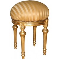 Casa Padrino Barock Sitzhocker - Rundhocker Gold Creme Streifen / Gold - Barock Hocker Möbel