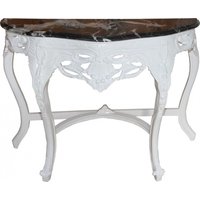 Casa Padrino Barock Konsolentisch Weiss / Schwarz mit Marmorplatte Mod2 - Konsole