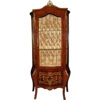 Casa Padrino Barock Vitrine Model Mahagoni Braun/Gold H 180 cm, B 88 cm - Vitrinenschrank - Wohnzimmerschrank