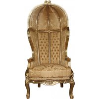 Casa Padrino Barock Thron Sessel Victory Gold Barock Muster / Gold Mod2 - Balloon Chair -Thron Stuhl Tron