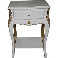 Casa Padrino Barock Kommode Weiss/Gold H 70 cm, B 49 cm, T 37 cm - Nachttisch Kommode