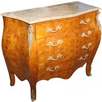 Casa Padrino Barock Kommode Vogelaugenahorn / Creme 110 cm - Barock Möbel