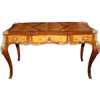 Casa Padrino Luxus Barock Schreibtisch mit 3 Schubladen Braun / Gold B 141 cm, T 71 cm - Sekretär Luxus Möbel