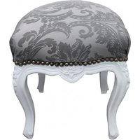 Casa Padrino Barock Sitzhocker Grau Muster / WeiØ Höhe 40 cm, Breite 35 cm - Barock Möbel