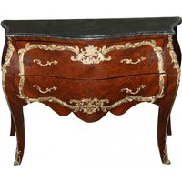 Casa Padrino Barock Kommode Braun mit Marmorplatte Mahagoni Intarsien B 129 cm - Barock Möbel Kommode